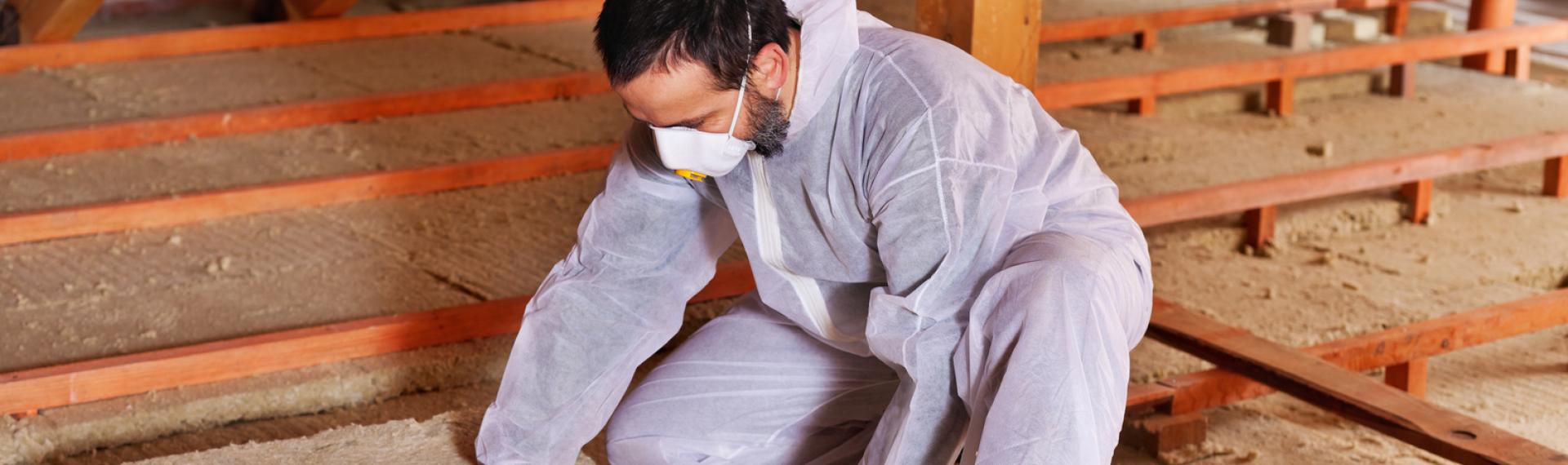 Home Performance Contractor Installing Insulation in Attic